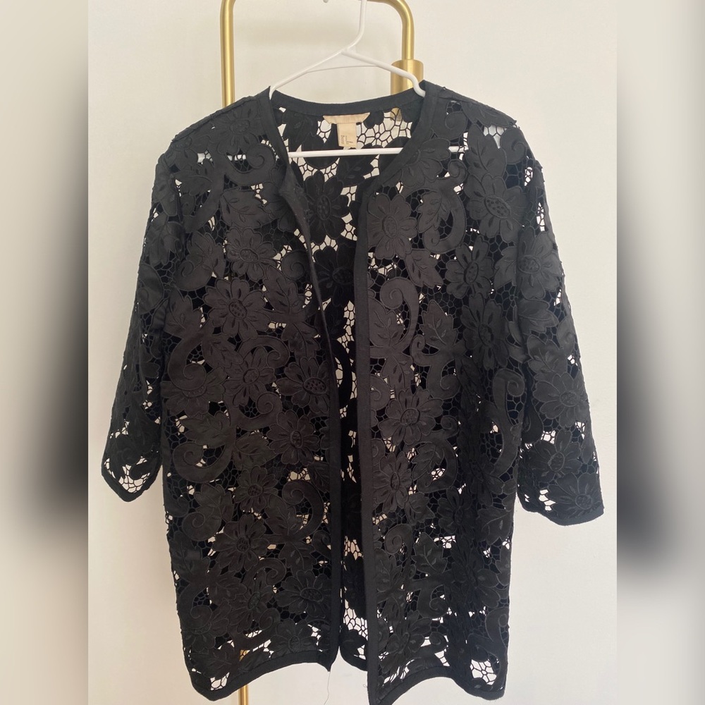 H&M Black Floral Coat
